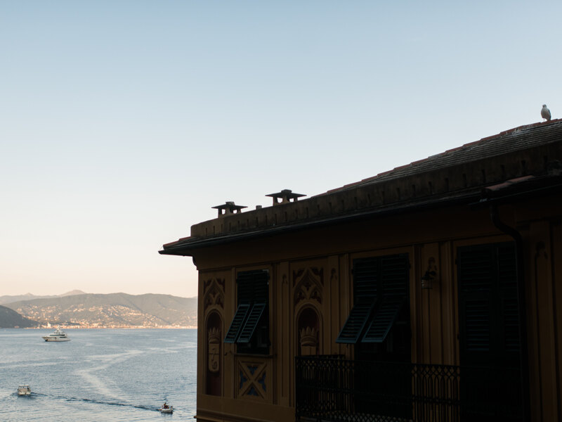 Wedding photography portfolio in Italy: Beautiful sea view from a hotel room in Portofino