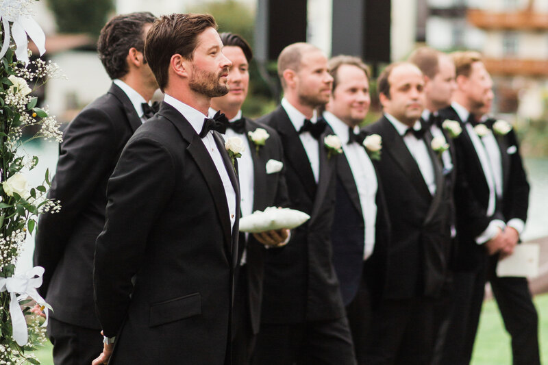 Wedding photography portfolio in Italy: The groom and his friends are waiting for the bride and her friends